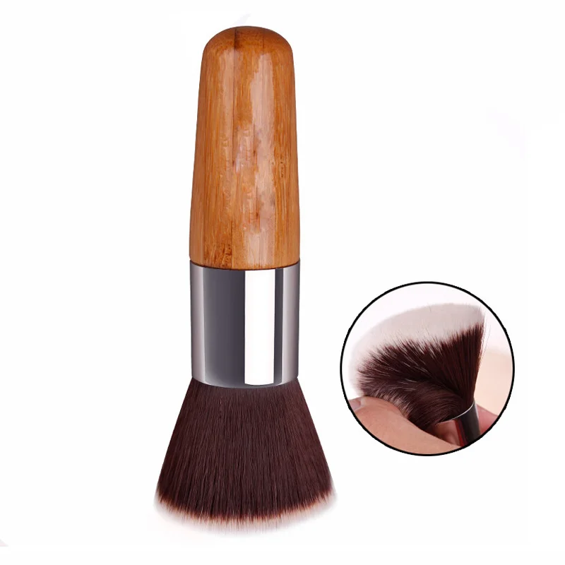 1Pcs Professional Flat bamboo Beard brush Foundation Blush Concealer Contour Brushes Facial Cosmetic Beard brushTools Droshippin