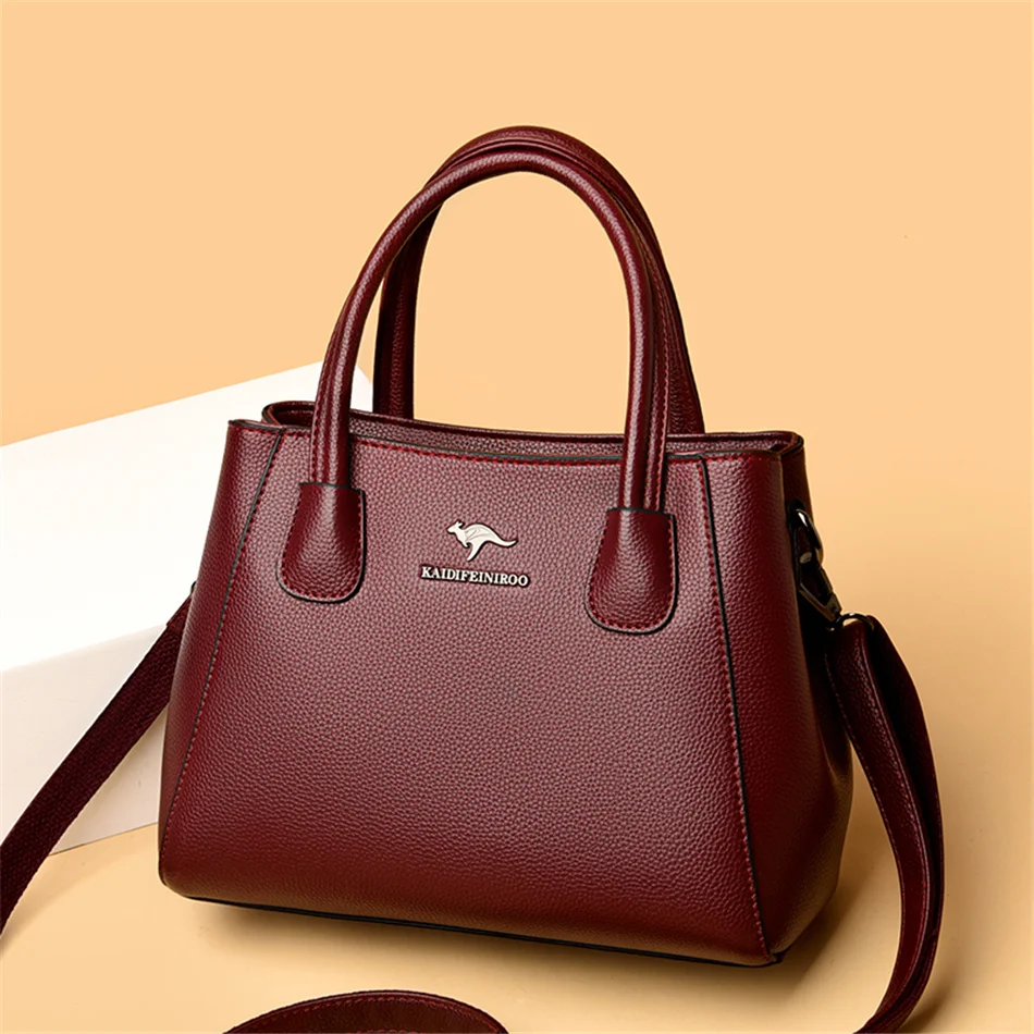 2 Layers Leather Luxury Handbags Women Bags Designer Handbags High Quality Small Casual Tote Bags For Women Shoulder Bag Winter