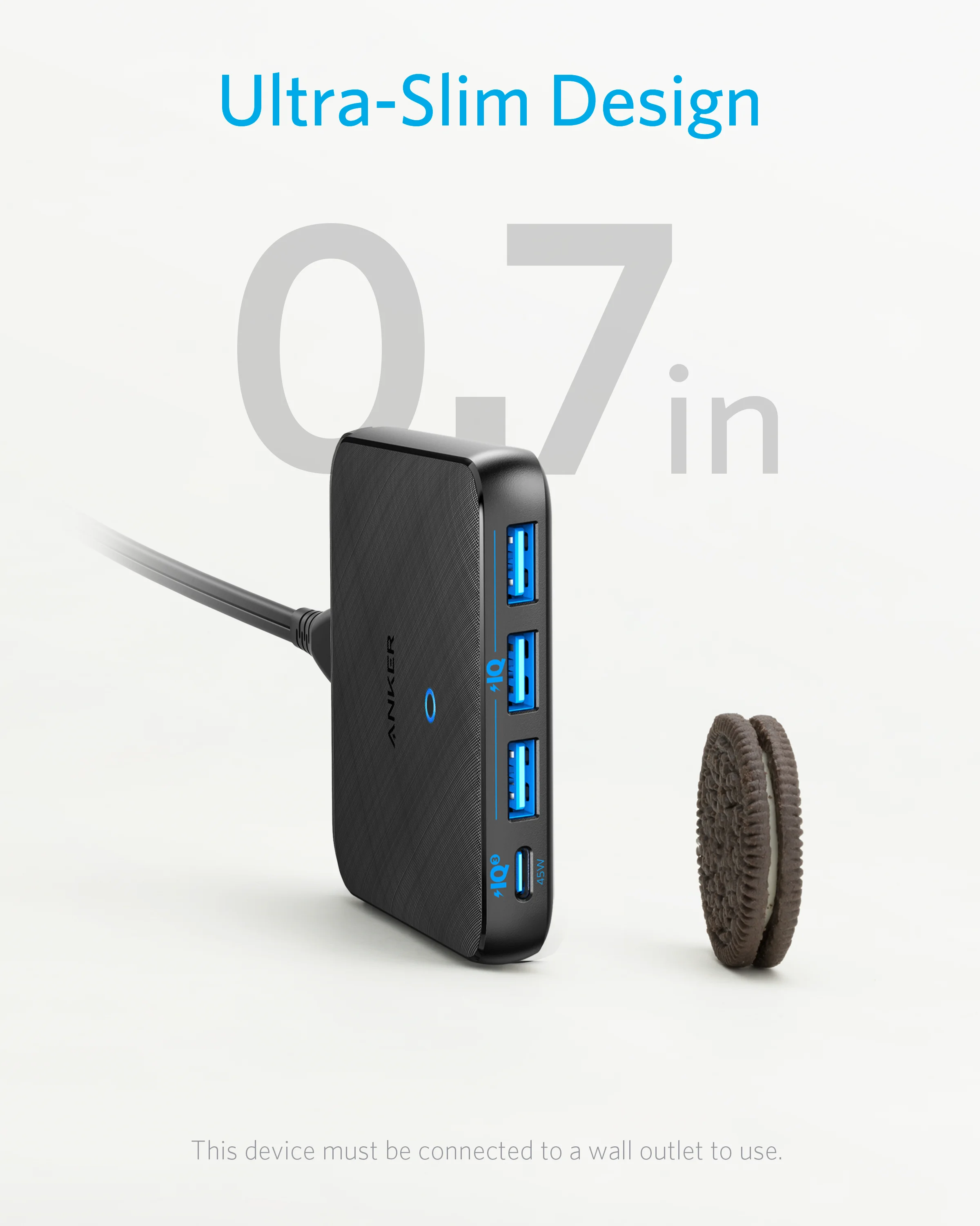 Anker GaN 65W 고속 충전기 USB C 충전기 어댑터, 파워포트 아톰 III 슬림 45W 벽 충전기, C타입 휴대폰 어댑터 충전기