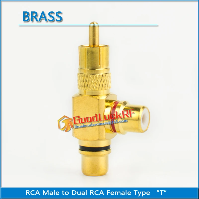 Messing Rca Male Naar Dual Rca Female Audio En Video Type Verbinding T Lotus Drie Split Rca Rf Connector Extension conversie