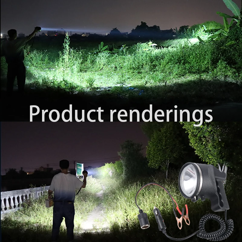 High Power 220W Outdoor Searchlight Long Shot 3000M Waterproof Spotlight Bright 20000 Lumens 12V Flashlight Hunting Light