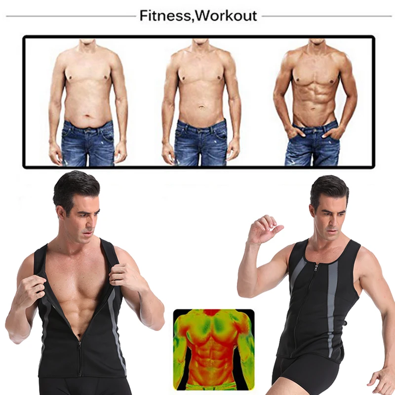 Be-In-Shape Men Casual Tummy Belly Control Body Building Shirt Compression Neoprene Clothing Sleeveless Oversized Slimming Vest