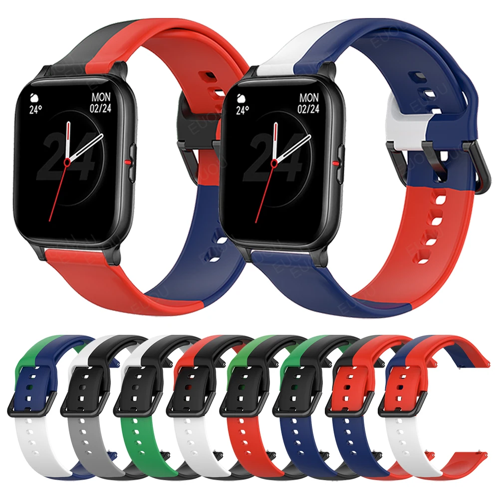 Color contrast Silicone Strap For COLMI P8 Plus Wrist Band For COLMI P8 Plus GT / Mix /V31/Land 2S Smartwatch Watchband Bracelet