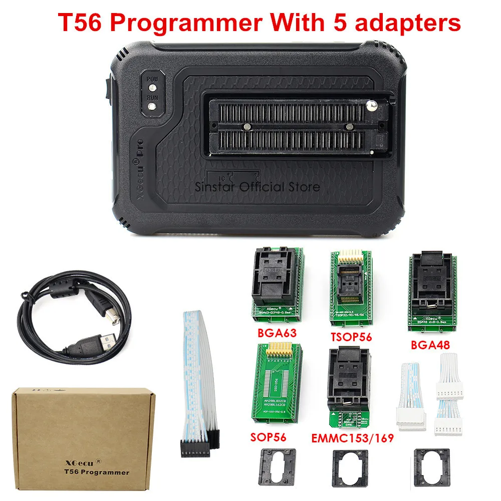 Best Price XGecu T56 Programmer 56 Pin Drivers Support 20000+ ICs for PIC/NAND Flash/EMMC TSOP48/TSOP56/BGA+5 adapters