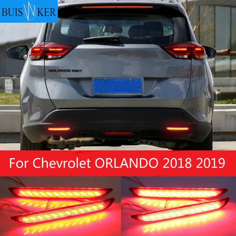 

2pcs LED Red Len Rear Bumper Reflector LED Stop Brake Tail Light Lamp For Chevrolet ORLANDO 2018 2019 Car Accessories