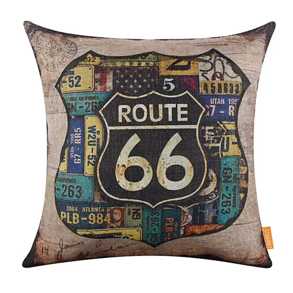 Vintage Bản Đồ Mỹ Tuyến Đường 66 Lót Gối Đệm Sofa Giường Trang Trí Xe Hơi