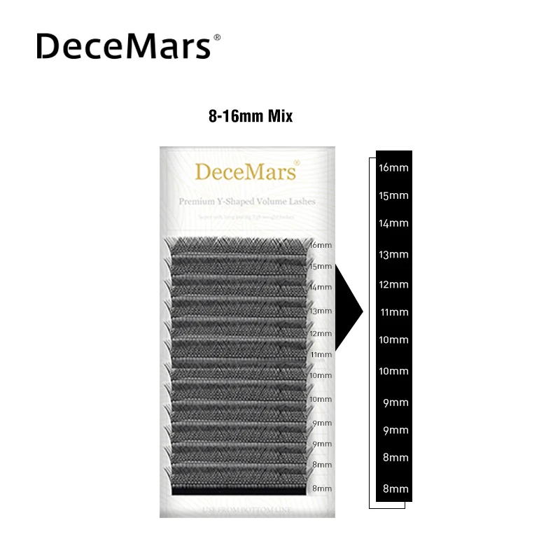 DeceMars forma Y, pestañas negras y marrones, dos puntas, C/D curl, alta calidad, individuales 6