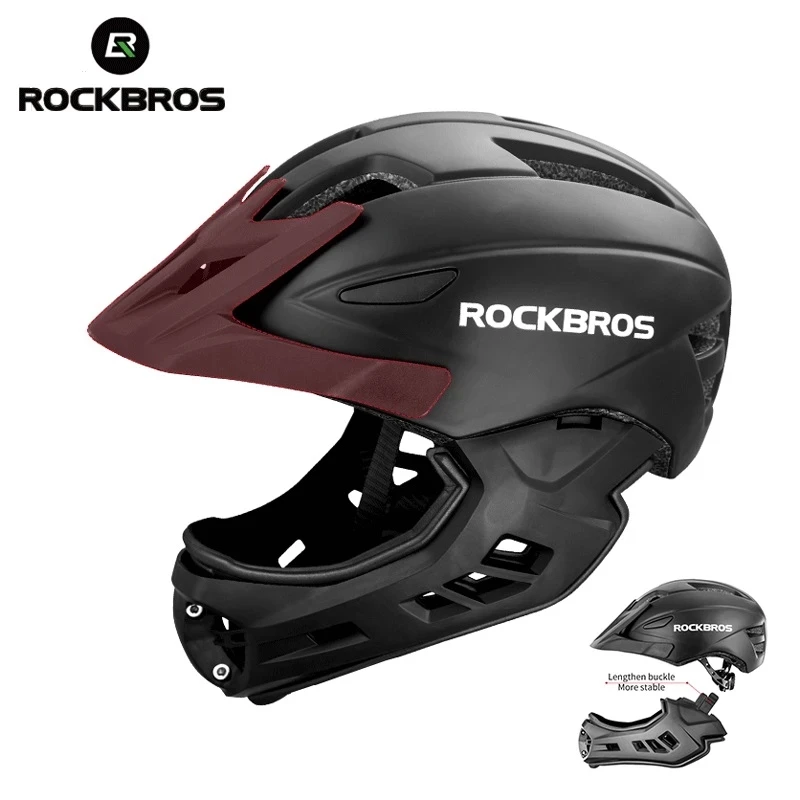 ROCKBROS Kids Cycling Helmet Bike Helmet Full Face Protection Detachable Sports Safety Cap Children Roller Skating Scooter Helme