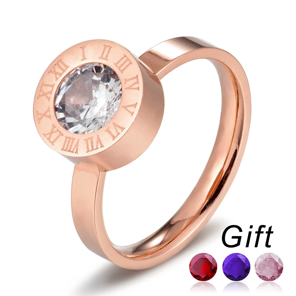 TYO Classic Stainless Steel Rings Rotatable Cubic Zirconia Ring For Women Men Couple Charm Jewelry 3 Colors Replacement Core