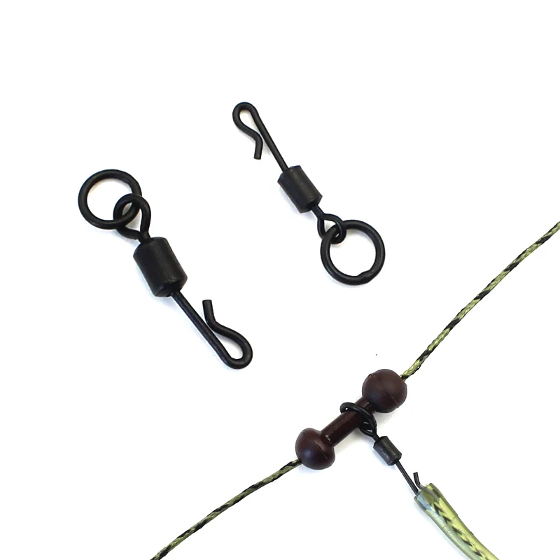 20pcs Quick Change Flexi Ring Swivels with Ring Hook UK Size 8  and 11Carp Fishing Accessories QC Kwik Swivels Chod Ronnie Rig