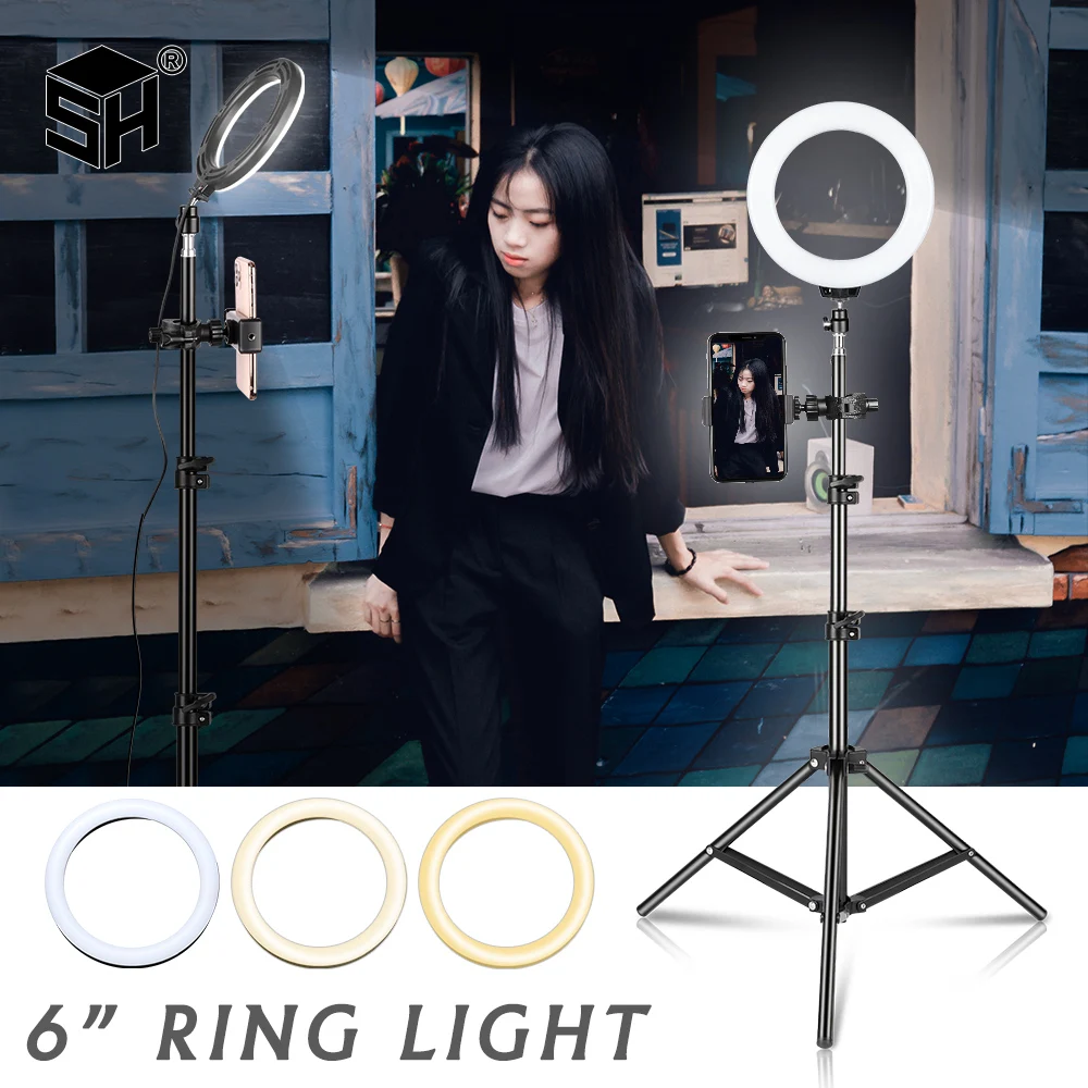SH 16 سنتيمتر 6 بوصة مصباح مصمم على شكل حلقة Usb تهمة Selfie Led فيديو مصباح عكس الضوء التصوير ضوء لاستوديو التصوير الفوتوغرافي YouTuber
