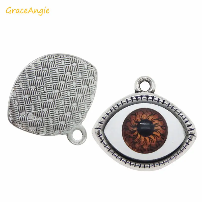 7pcs Retro Evil Eye Pendant Alloy Antique Flatback Demon Eyes Charms For Necklace Bracelet Earrings Jewelry DIY Accessory