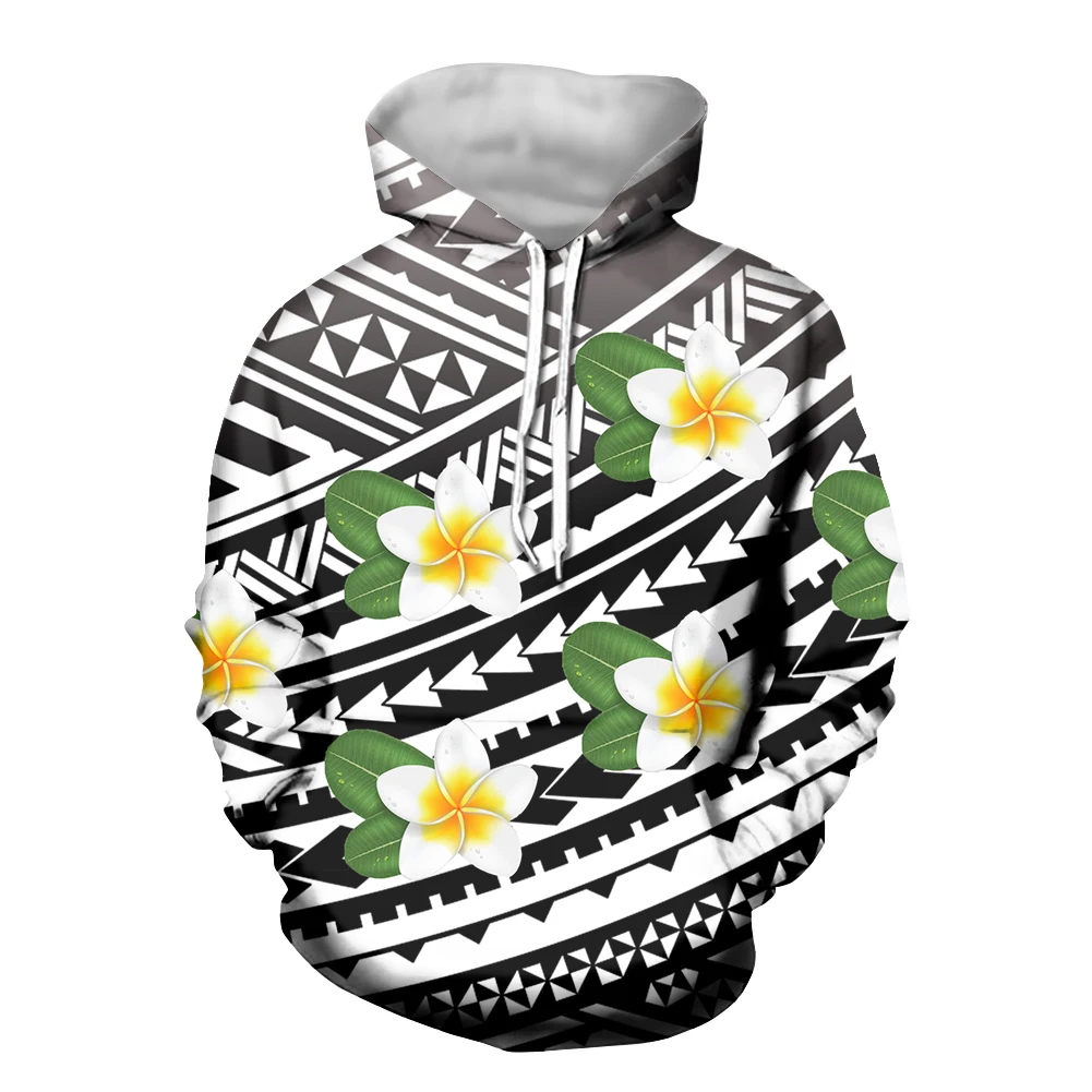 Autumn And Winter Fashion 3D Flowers Hibiscus Boho Printing Men's Hoodie Street Loose Top Oversized S-6XL