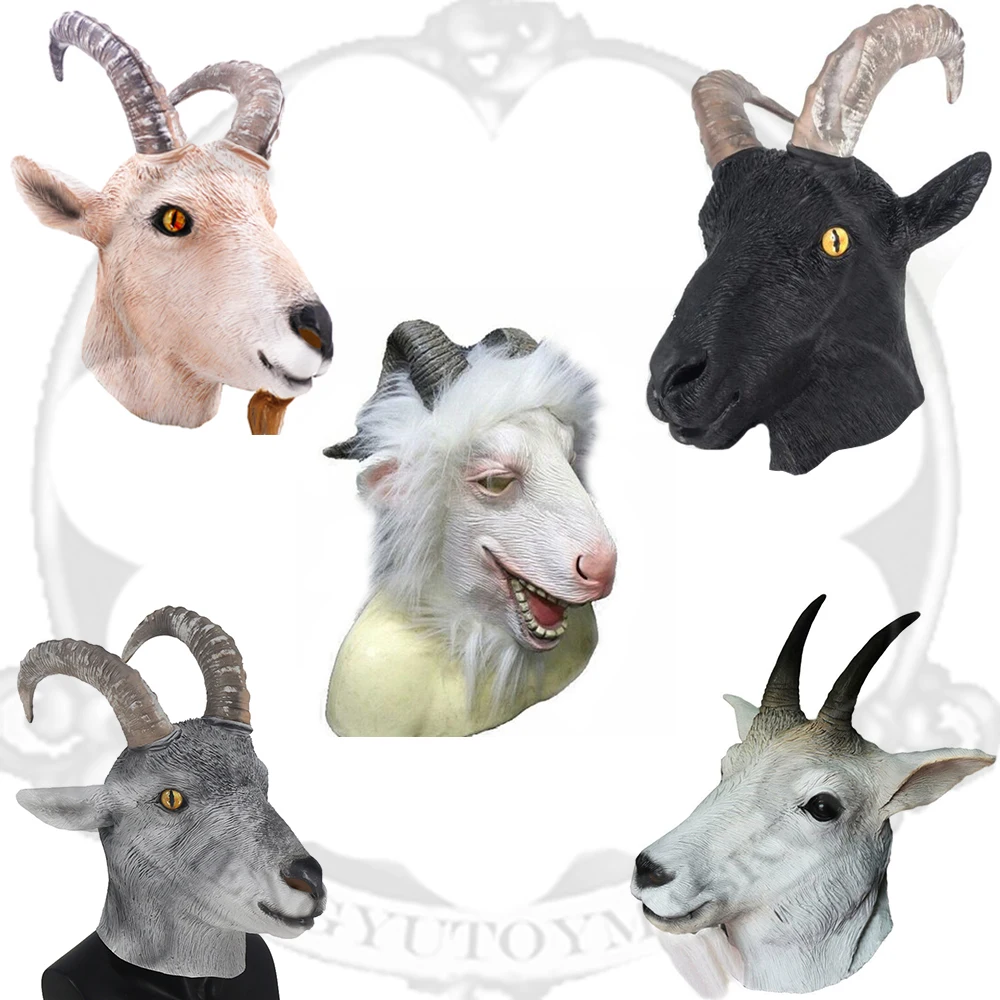 Goat Antelope Animal Head Masks Farmyard Halloween Latex Full Overhead Masks Rubber Party Costumes