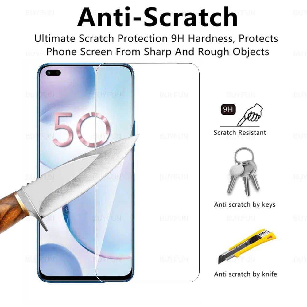 2PCS Full Cover Tempered Glass For Honor 50 Lite 6.67" Screen Protector For Honer 50Lite Xonor 50 Lite Safey Protective Film