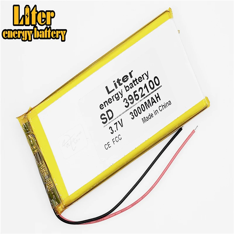 3000mah 3.7 V 3952100 smart home MP3 speakers Li-ion battery for dvr,GPS,mp3,mp4,DVD power bank,speaker tablet battery