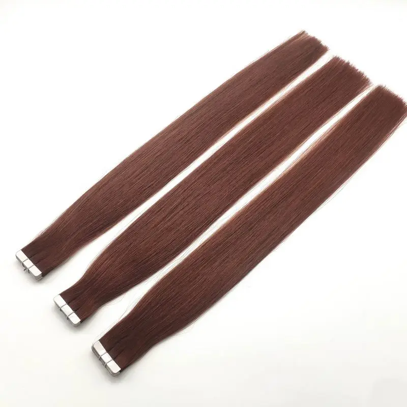 Kayla Dark Auburn Tape in Human Hair Extensions No Damage Glue On Machine Remy Human Hair