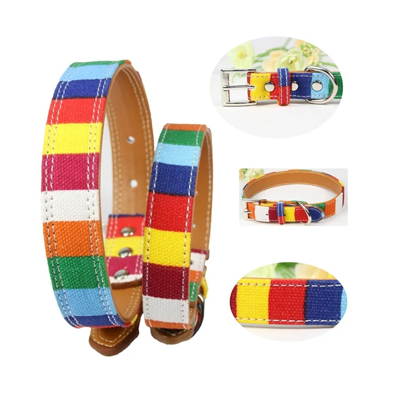 

1 Piece Pet Dog Collar Cavas Pu Leather Colorful Plain Pet Dog Collar Hight Quality Small Dog Collar Lead Pet Supplies