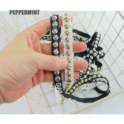 1yard 1cm Metal Riveting Trim Silver Golden Riveted Lace Quality Ribbon Handmade Sewing Accessory
