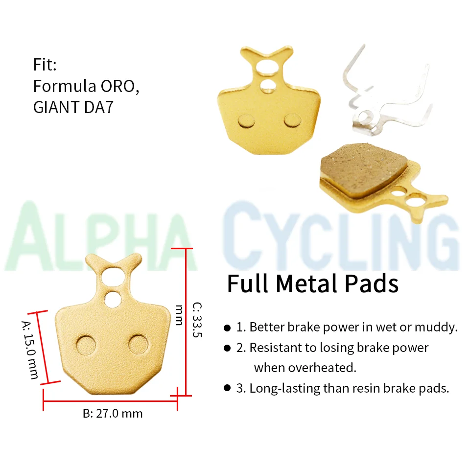 Plaquettes de frein à disque de vélo pour étrier GIANT DA7, Ultra aq, Full Metal, FORZagreb A ORO K18 K24 PURO, 4 paires