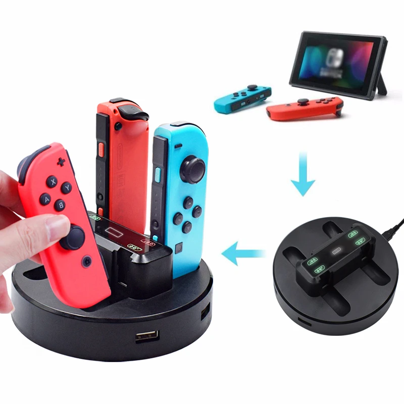 ملحقات محمولة لنينتندو سويتش شاحن تحكم لرسو السفن التبديل Joycon محطة التيار المتناوب محول دعم 4 Joy-con الشحن