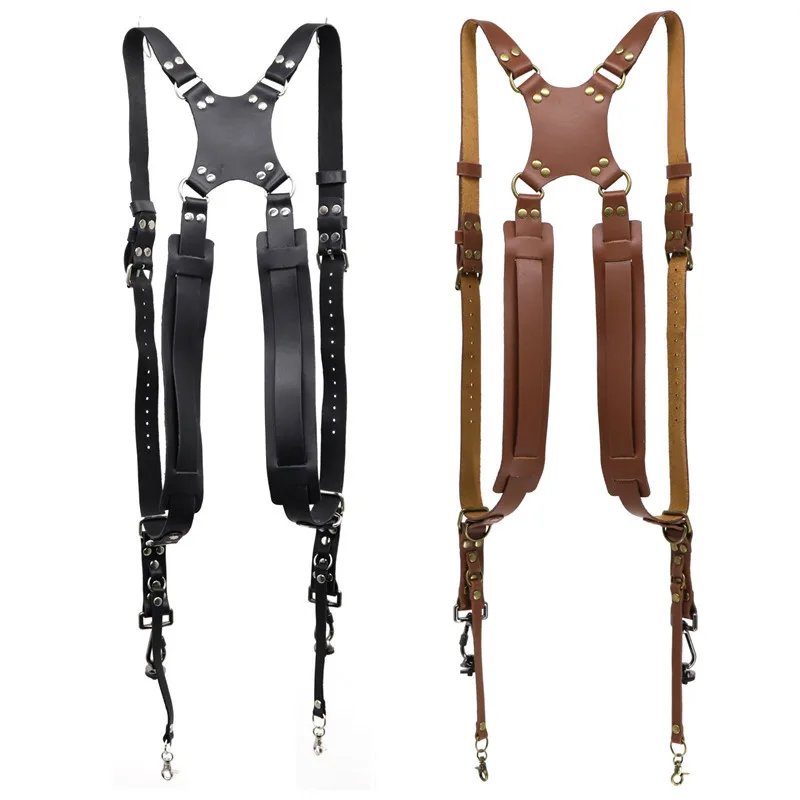 Camera Strap Accessories for Travel Single/Dual Shoulder Leather Harness Multi Camera Gear for DSLR/SLR Strap Adjustable Chest