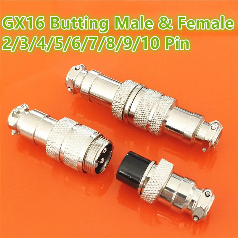 

1set GX16 Butting Docking Male & Female 16mm Circular Aviation Socket Plug 2/3/4/5/6/7/8/9/10 Pin Wire Panel Connectors