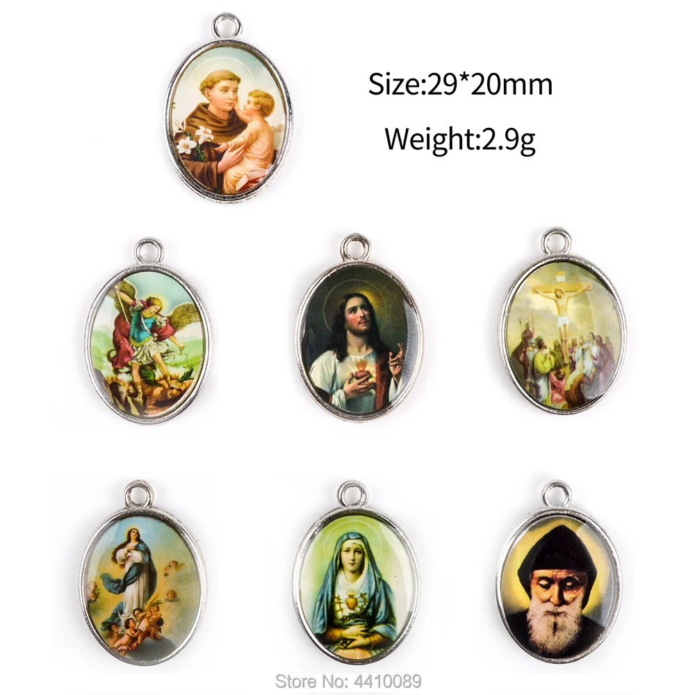 ميداليات دينية دينية كاثوليكية ، أجزاء مسبحة ، ملصق ملون ، قلب مريم المقدس ، يسوع ، غوادالوبي ، قلادة ميدالية مخصصة diy