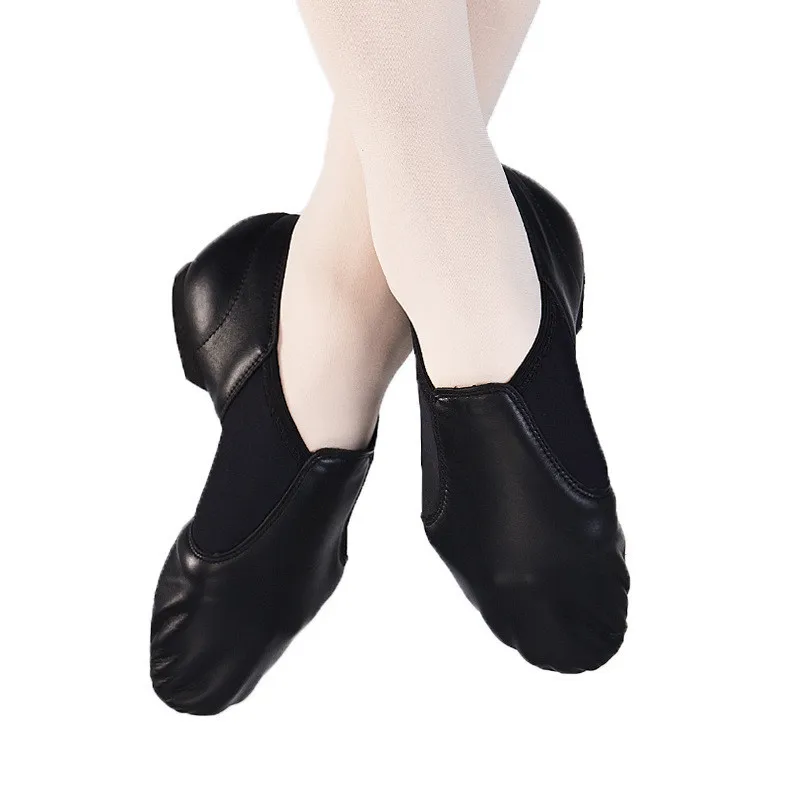 Hot Sale High Quality Professional Kids Girls Black Cow Leather Jazz Dance Shoes