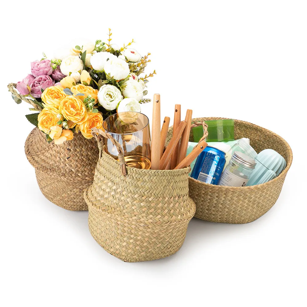 Wicker Planter Storage Basket Flower Baskets Laundry Storage Decorative Basket Pot Rattan Flower Planters Household Organizer