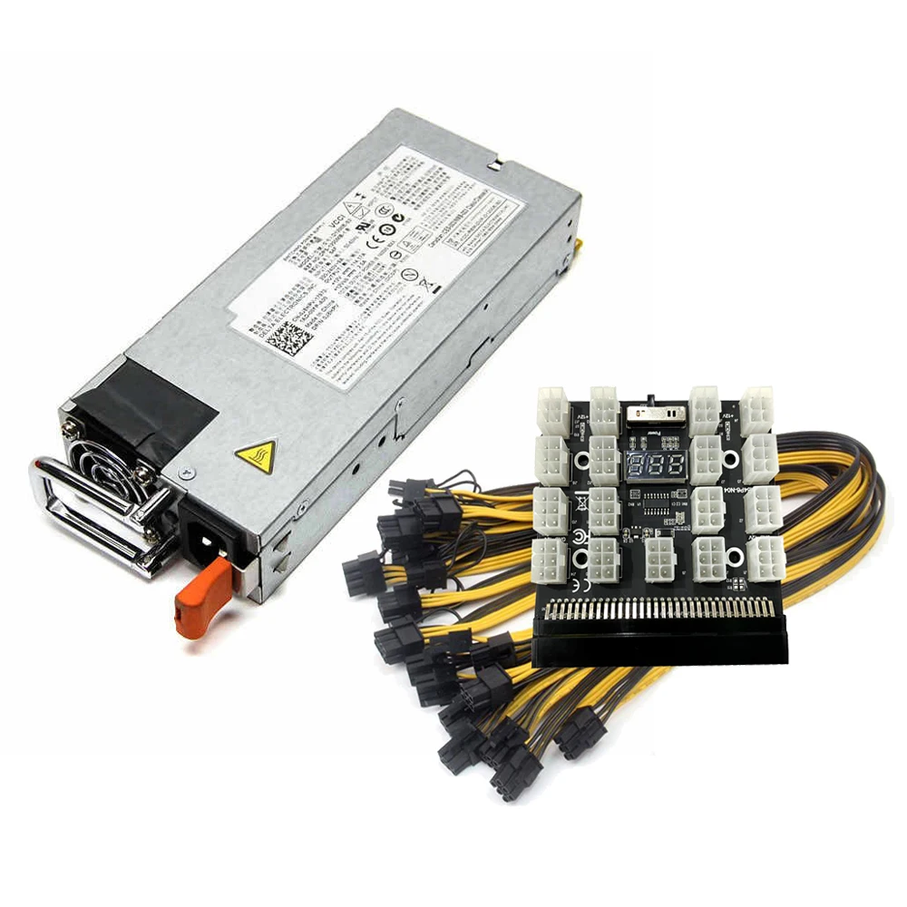 

1400W GPU Mining Power Supply Kit, Breakout Board, 17pcs PCIe 6Pin to 6+2Pin Power Cable