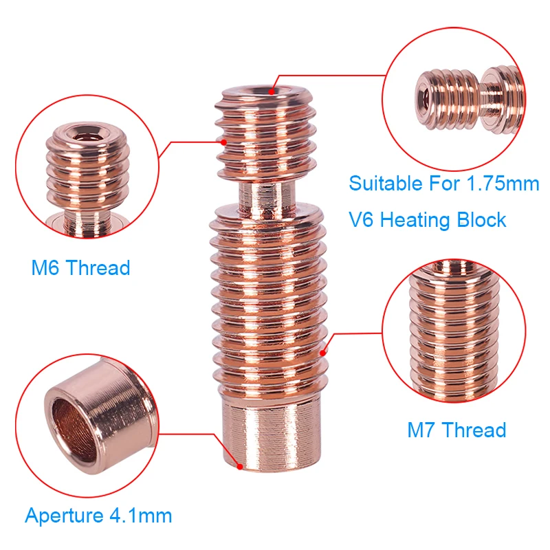 Bloco aquecedor bimetal para garganta e3d v6, bi-metal, quebra de calor, bloco de aquecimento, para prusa i3 mk3, quebrar 1.75mm, filamento suave