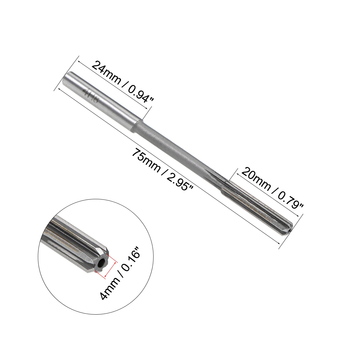 uxcell 4mm Chucking Reamer HSS H8 6 Straight Flutes Machine Milling Cutter Tool