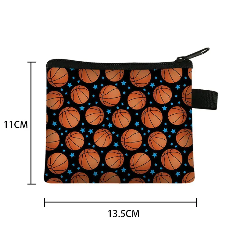 Cute Basketball Print Coin Purse Kids Wallet Money Key Holder Bags Boys Purse Mini Change Coin Pouch Bags Gift