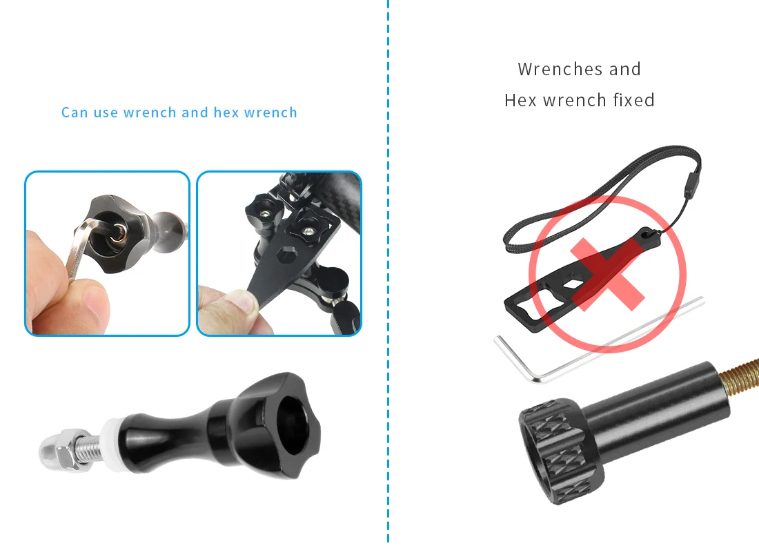 10 Stück Aluminium-Daumenknopf-Schrauben für GoPro-Zubehör, Einbeinstativ, Haltegriff, Stick-Montage, M5, kurze lange Stativ-Adapterschraube – Detail 11