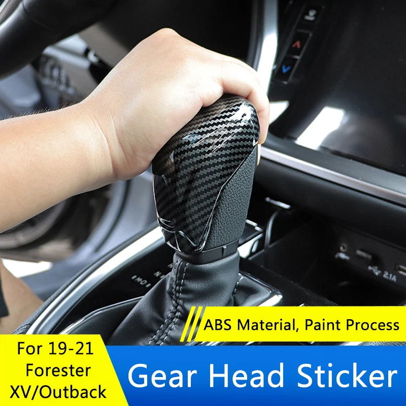 QHCP Gear Head Knob Cover Trims Frame Gear Shift Knob Head Sticker For Subaru Forester XV Outback 2019-2021 Interior Accessories