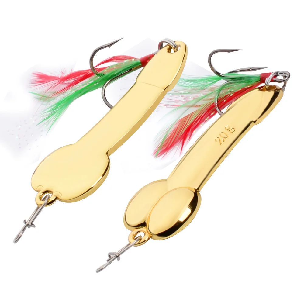 1PCS 5g 10g 15g 20g 28g 35g 43g 50g Metal Spoon Penis Fishing Lure with Hooks Sequin Lure Artificial Bait Hard Baits Tackle