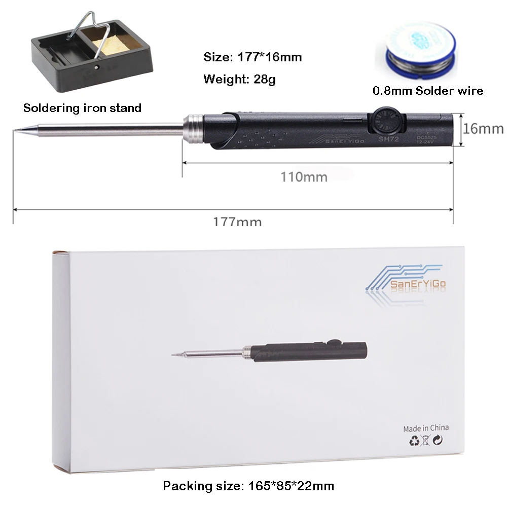 

SH72 Max 72W Mini Electric Soldering Iron simple Adjustable Temperature Portable Solder Welding Station 220-400 ℃