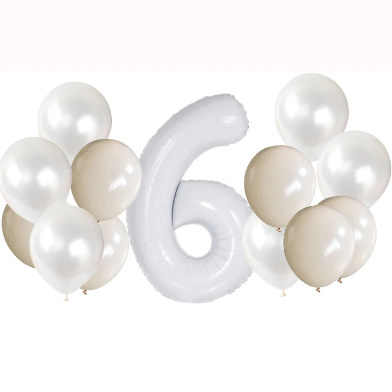 13pcs 32inch White Number Foil Balloons For Marriage Wedding Anniversary Boy Girl Birthday Party Baby Shower Decoration Globos