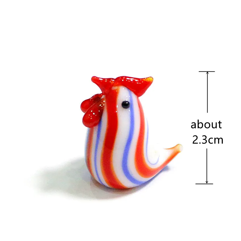 6pcs Custom Colorful Miniature Glass Chicken Ornament Animal Figurine Hand Blown Home Decor Multicolor Christmas New Year Gifts