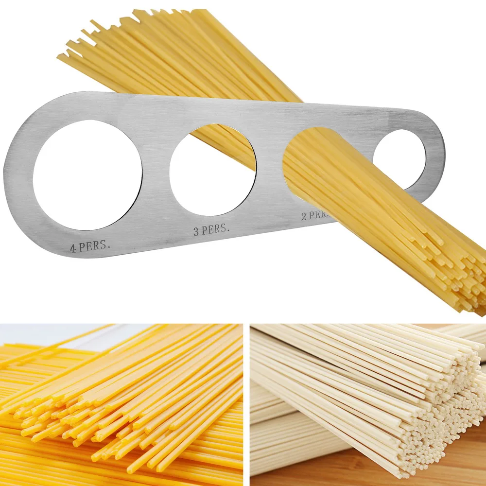 ステンレス鋼スパゲッティメジャー、パスタヌードル、4穴、キッチンアクセサリー、1個