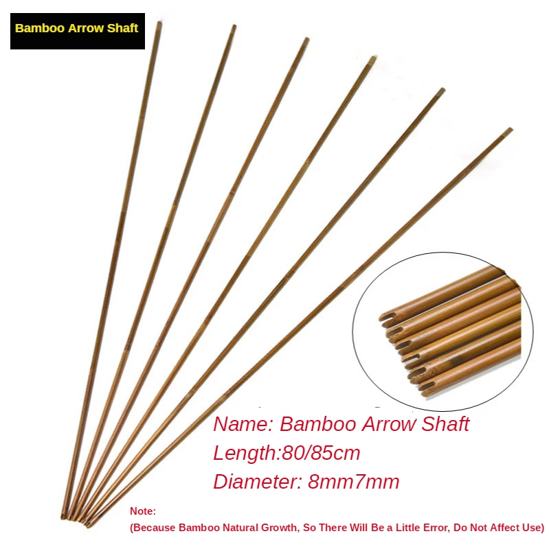 ​12Pcs 31.5/33.5Inch Natural Bamboo Arrow Shaft OD 8mm For 20-70lbs Hunting Bow DIY Bamboo Arrow Archery Bow Arrows Accessory