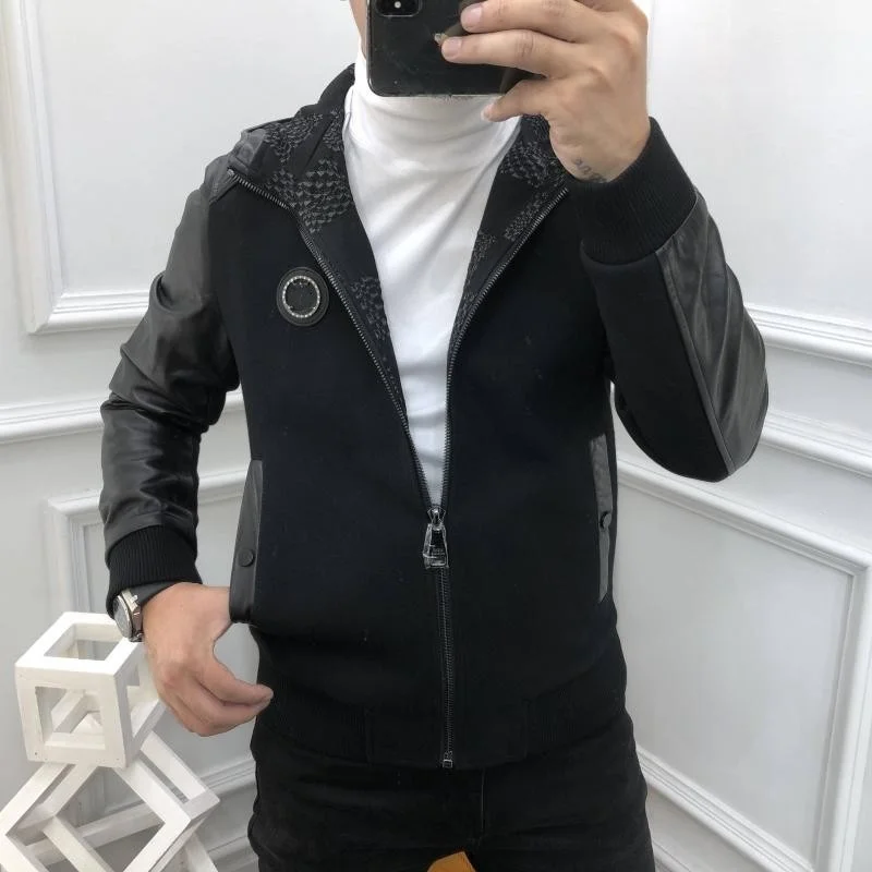 Spring 2022 Autumn New Mens Hooded Slim Casual Jackets Fashion High Street Male Vintage Warm Zippers Embroidery Outerwear