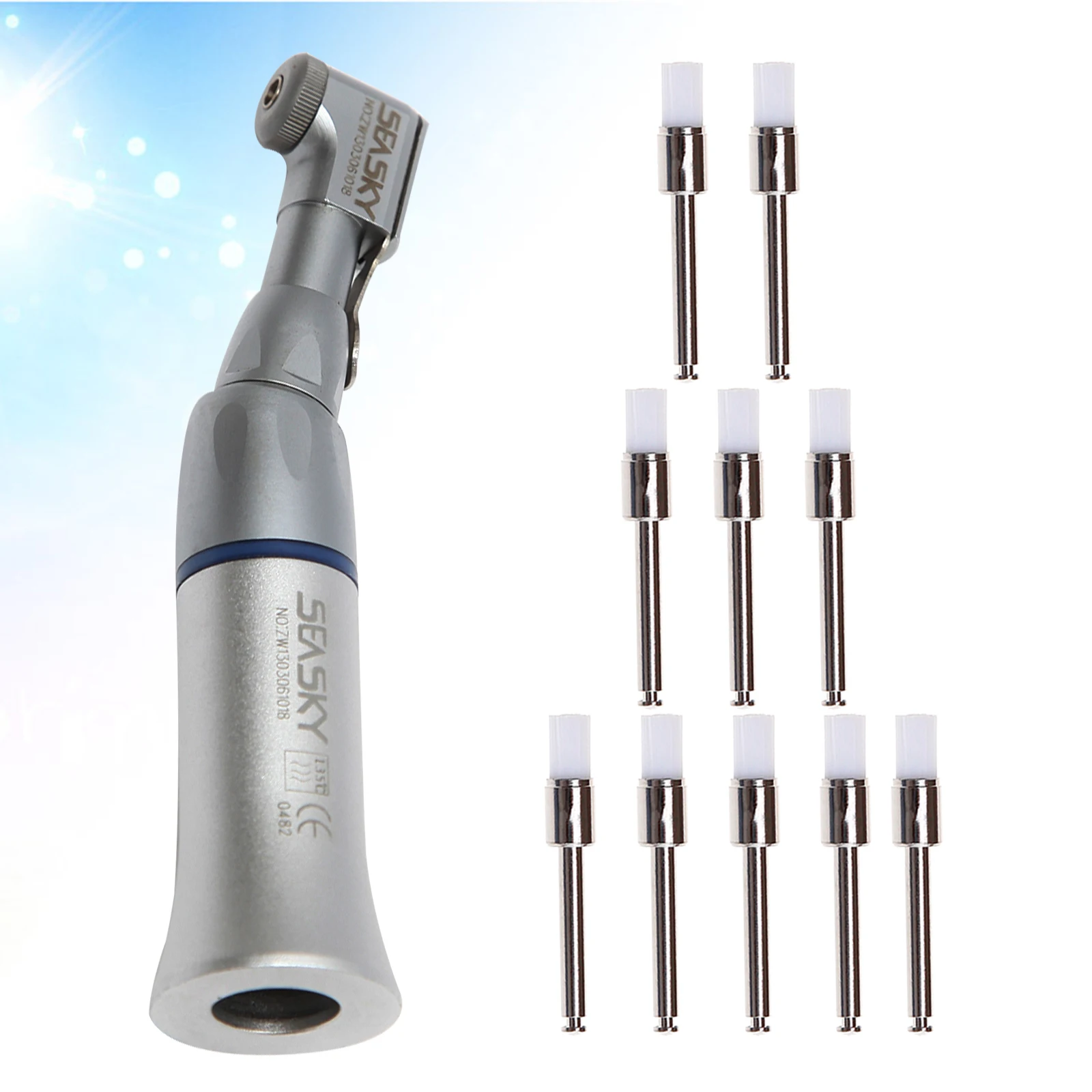 NSK Style Dental Slow Speed Contra Angle Handpiece E-type Latch Head Stainless Steel Extra Water Spray+10pcs Polishing Brush #1