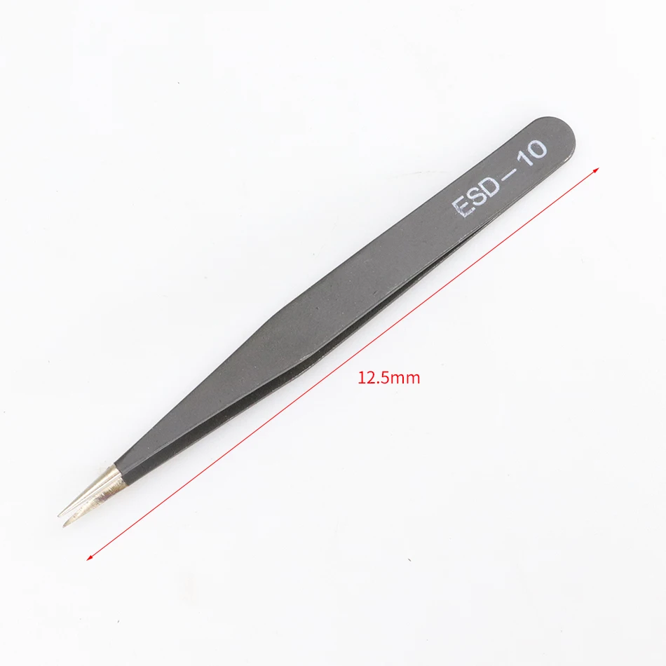 6Pcs ESD Anti-StaticสแตนเลสสตีลแหนบอุตสาหกรรมPrecisionโค้งตรงแหนบซ่อมเครื่องมือ2020