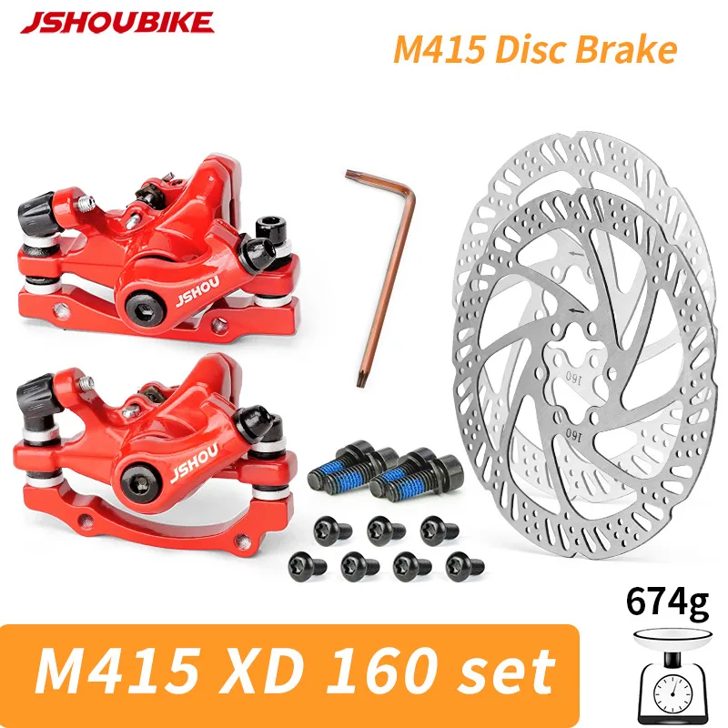 

JSHOU M415 Red High performance Line Pull Flat Disc Brake Caliper Mountain Bike Brake 160mm Rotor Bicycle Parts