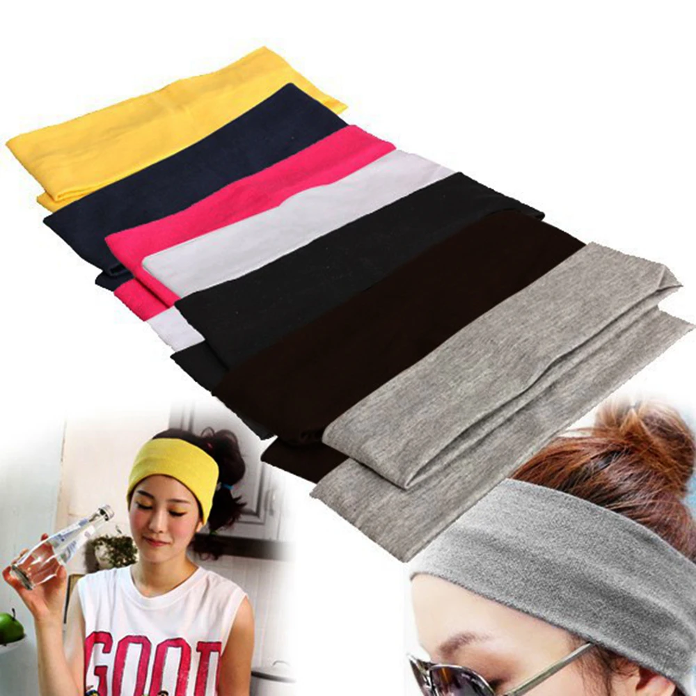 1Pc Women/Men Cotton Sweatband Headband Sport Yoga Gym Running Stretch Hair Head Band Cycling Wide Head Prevent Sweat Band