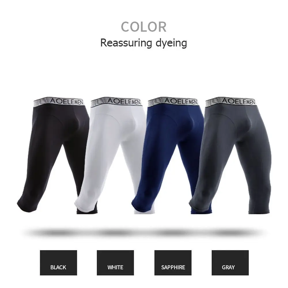 Caleçon long pour homme, qualité modale, sexy, en poudre, boxer de course, caleçon à jambes longues, couleur unie, 3XL, 4XL