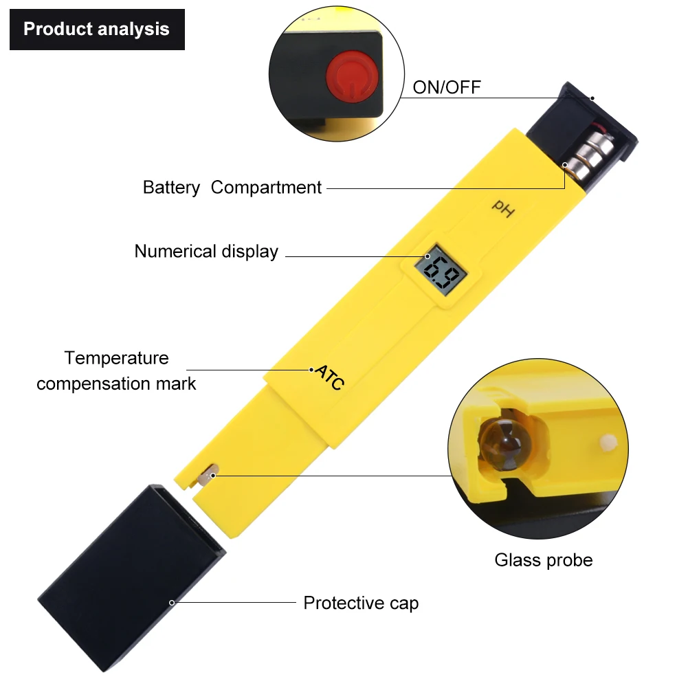 Digitale Atc Ph Meter 0 ~ 14 Range Water Kwaliteit Zuurgraad Tester Hoge Precisie Probe Test Pen Voor Zwembad aquarium Laboratorium