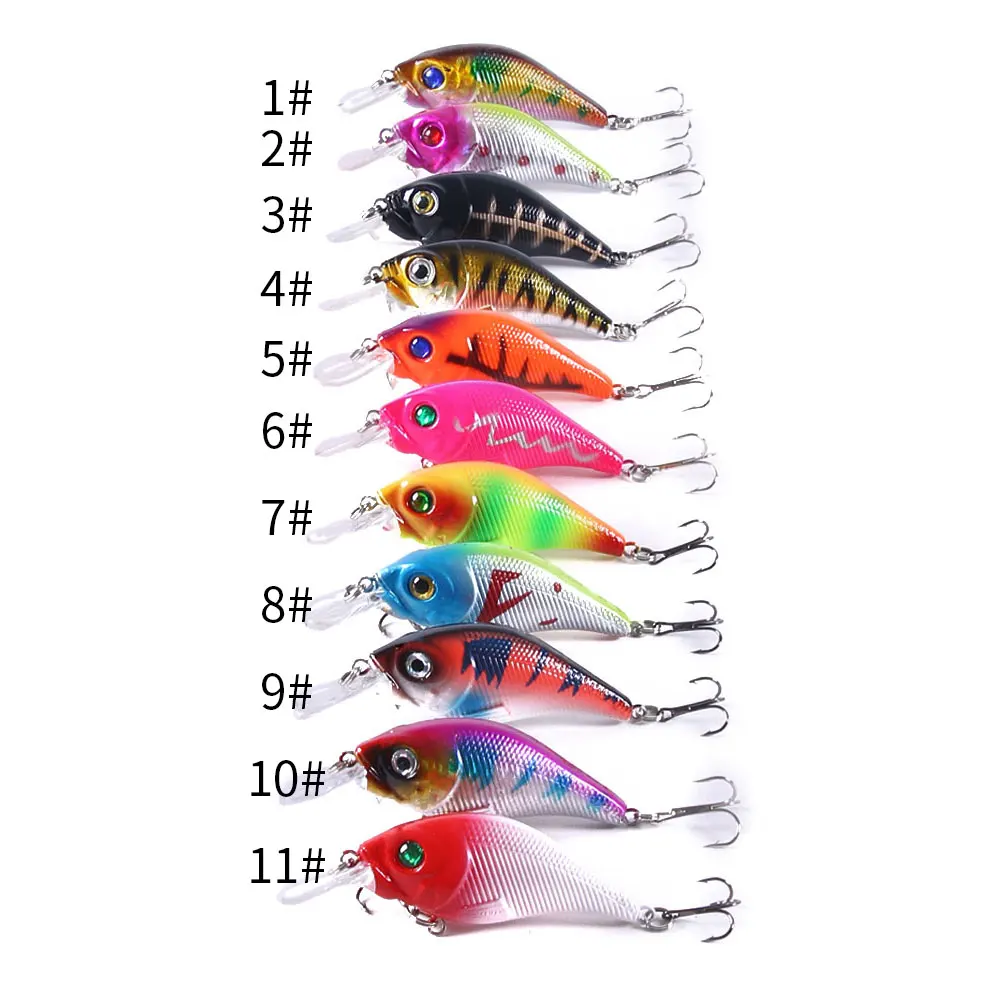 1pcs 7.5cm 10.2g Hard VIB Lures Fishing Minnow Bait Treble Hooks Sinking Crankbait Wobblers Fishing Tackle 3DEyes